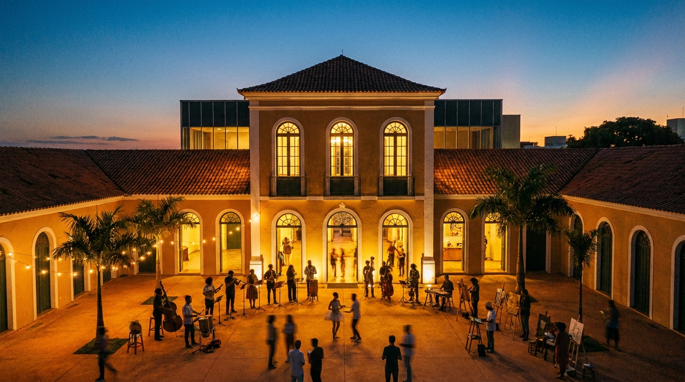 Teatro e agentes culturais representando o investimento em cultura no Brasil em 2026